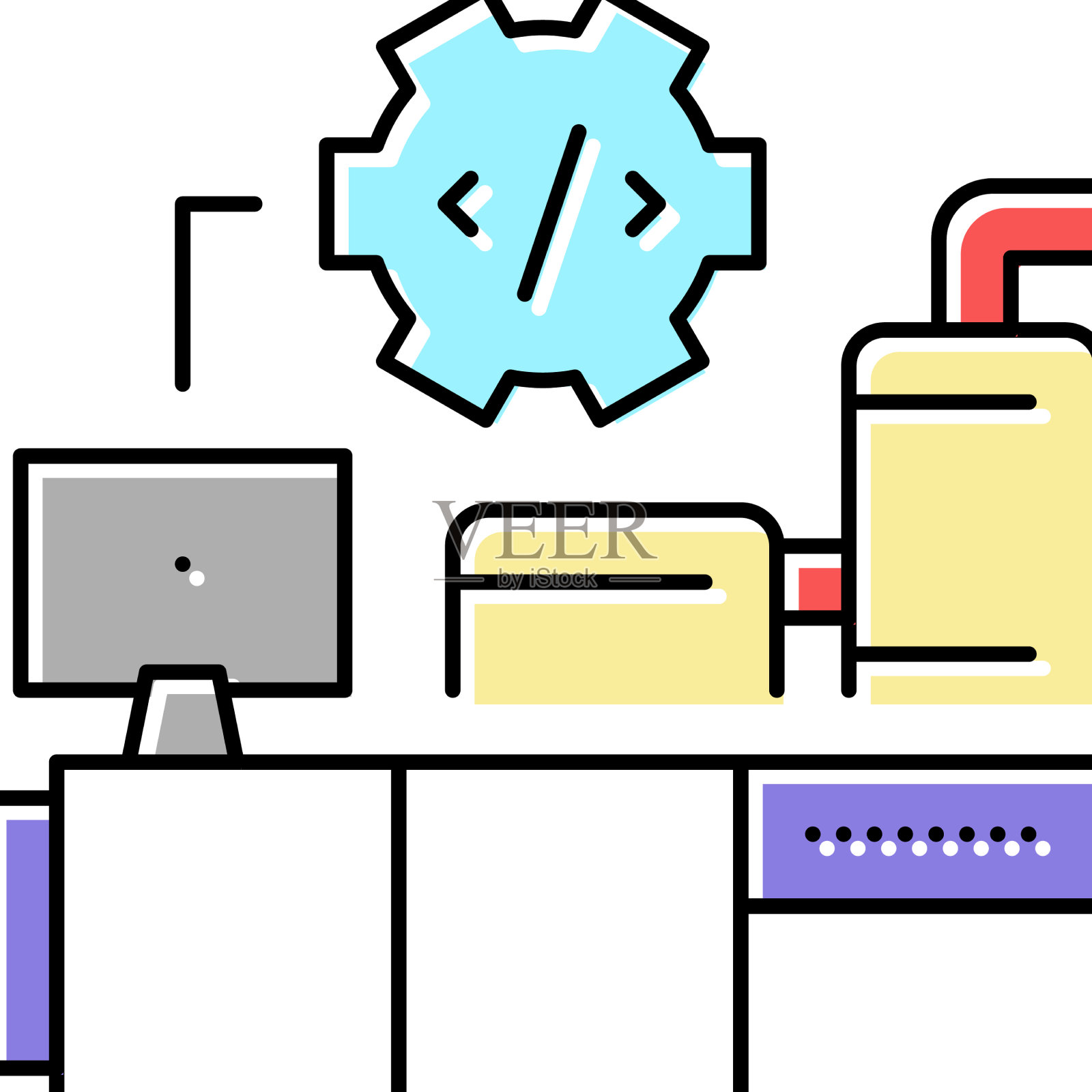 工业设备调试彩色图标设计元素图片
