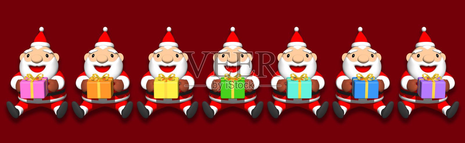 圣诞老人拿着一个礼物盒。线。照片摄影图片