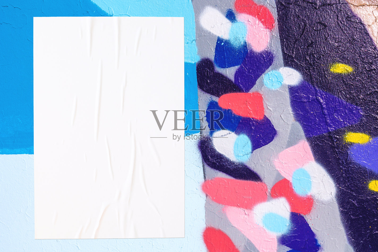 彩色城市墙壁纹理的特写照片摄影图片