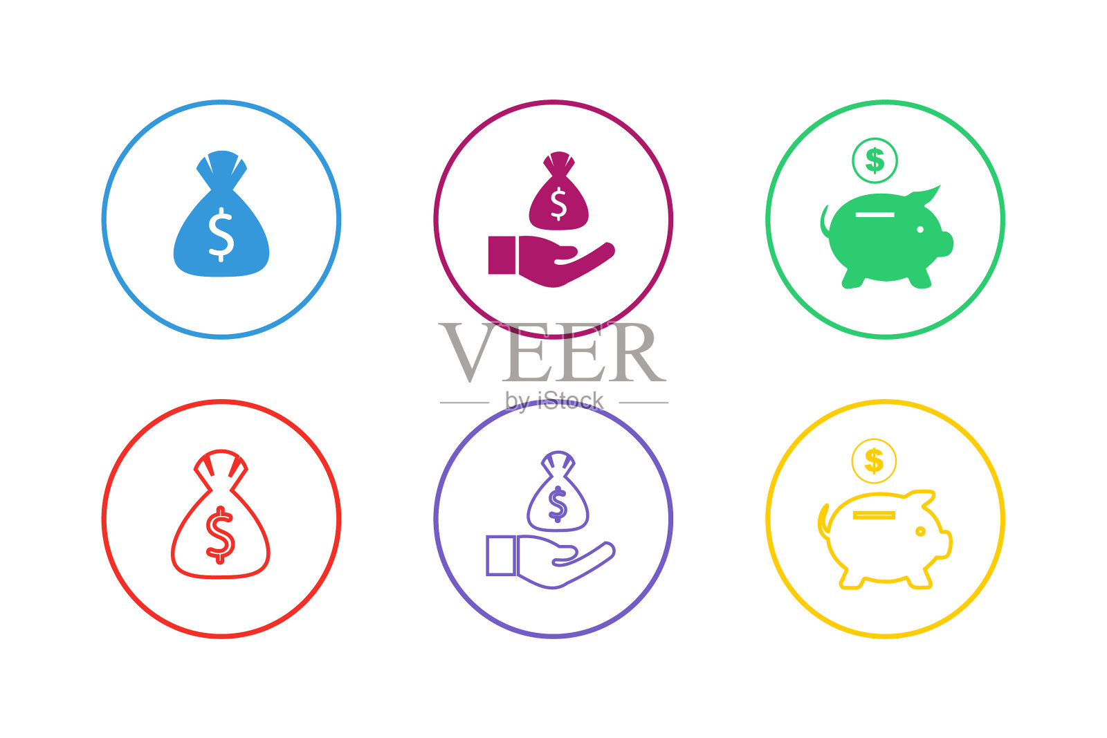 多彩的省钱图标集图标素材