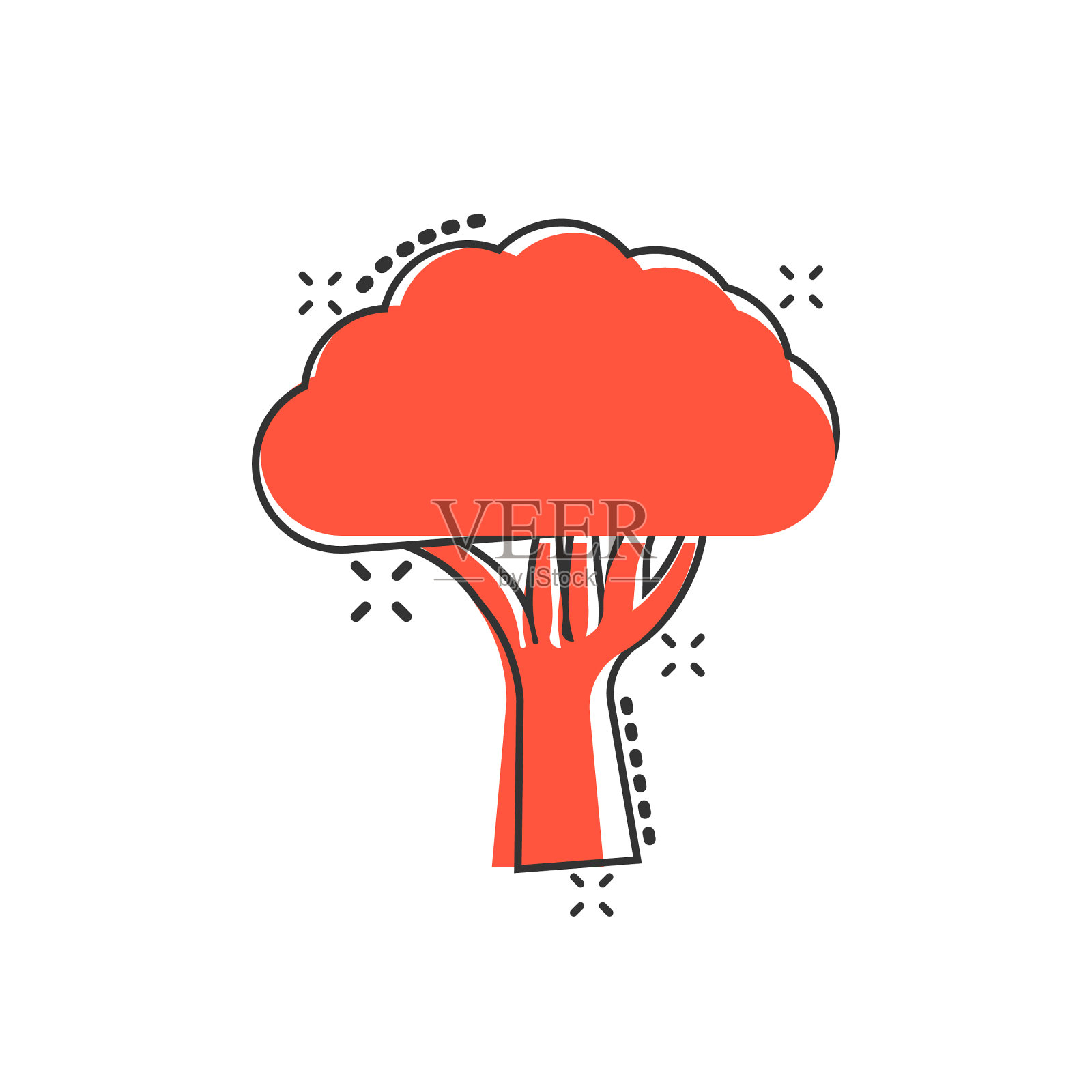 树图标在漫画风格的森林卡通白色设计元素图片