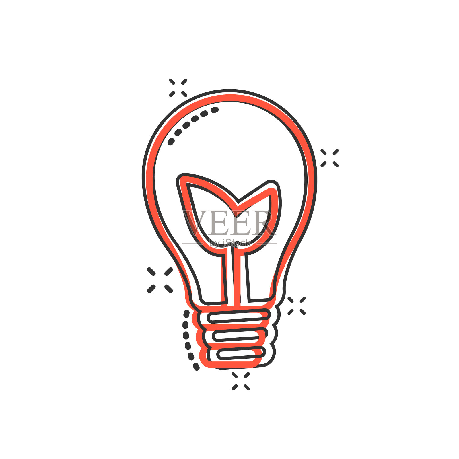 灯泡图标在漫画风格灯泡卡通设计元素图片