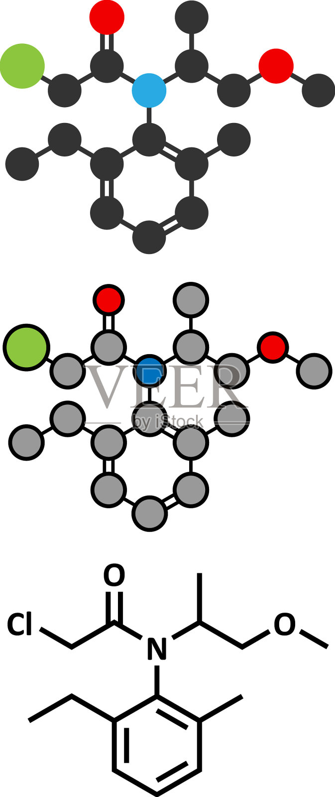 异丙甲草胺除草剂除草剂分子插画图片素材