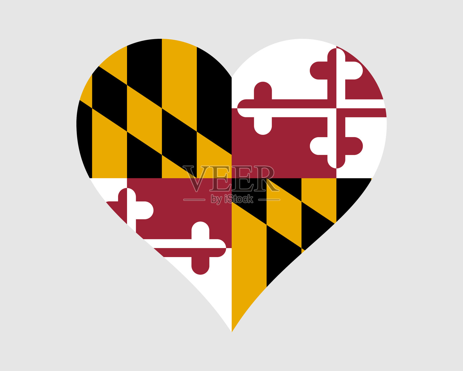 美国马里兰州的心脏州旗和美国国旗插画图片素材