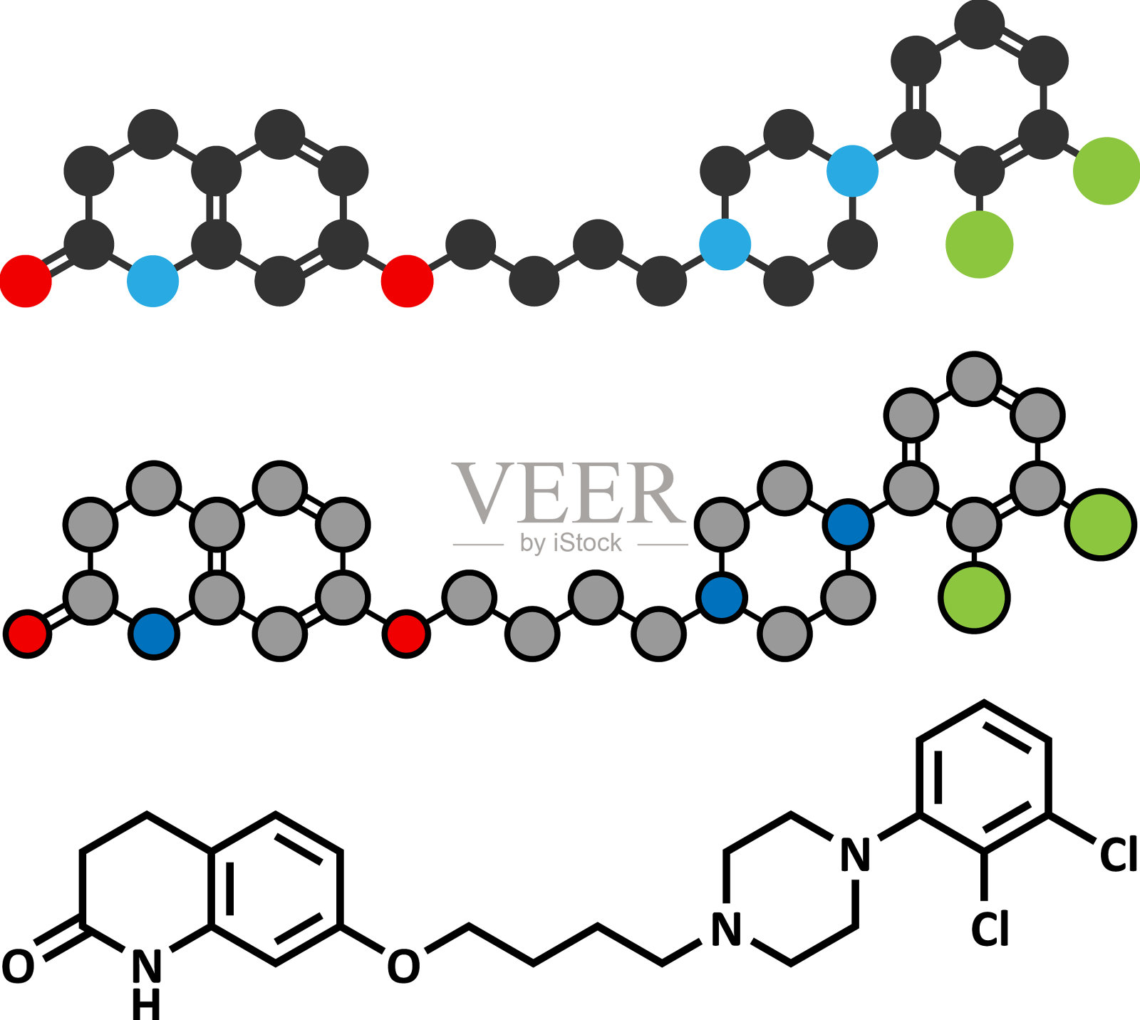 阿立哌唑抗精神病药物分子插画图片素材