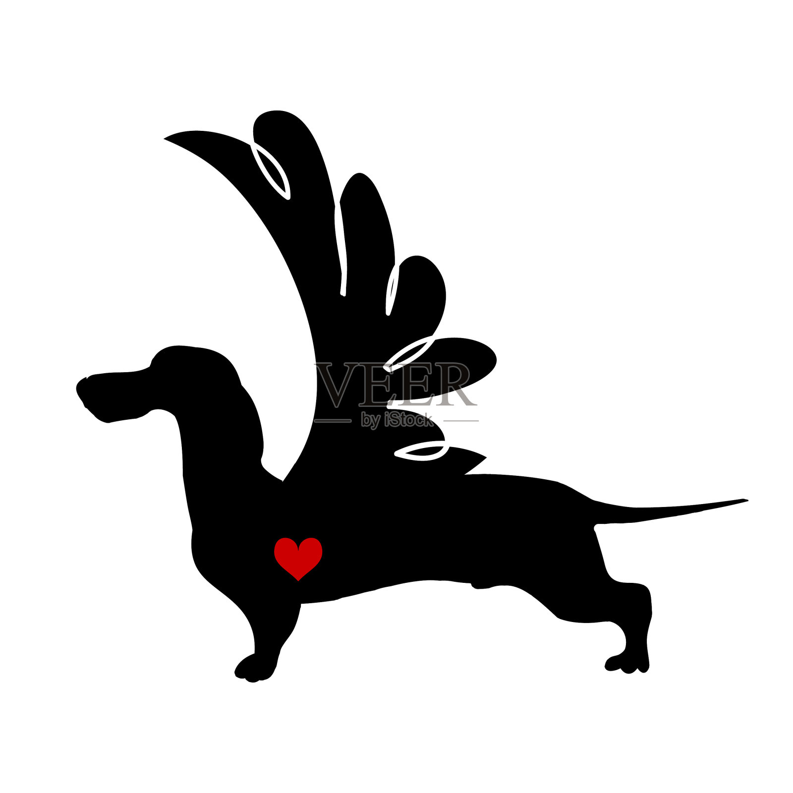 带翅腊肠犬腊肠犬心可爱狗设计元素图片