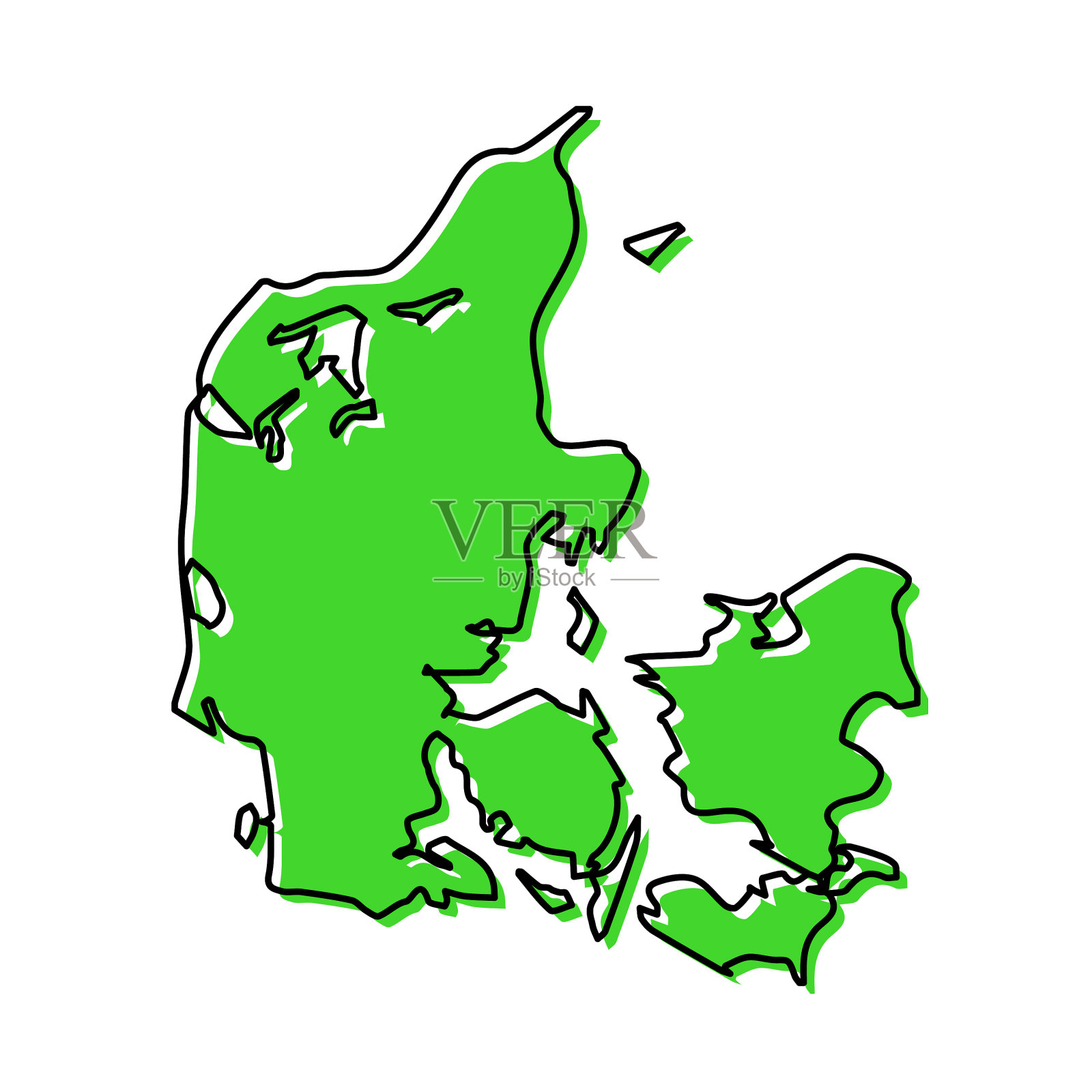 简单的丹麦轮廓图风格化线条设计设计元素图片