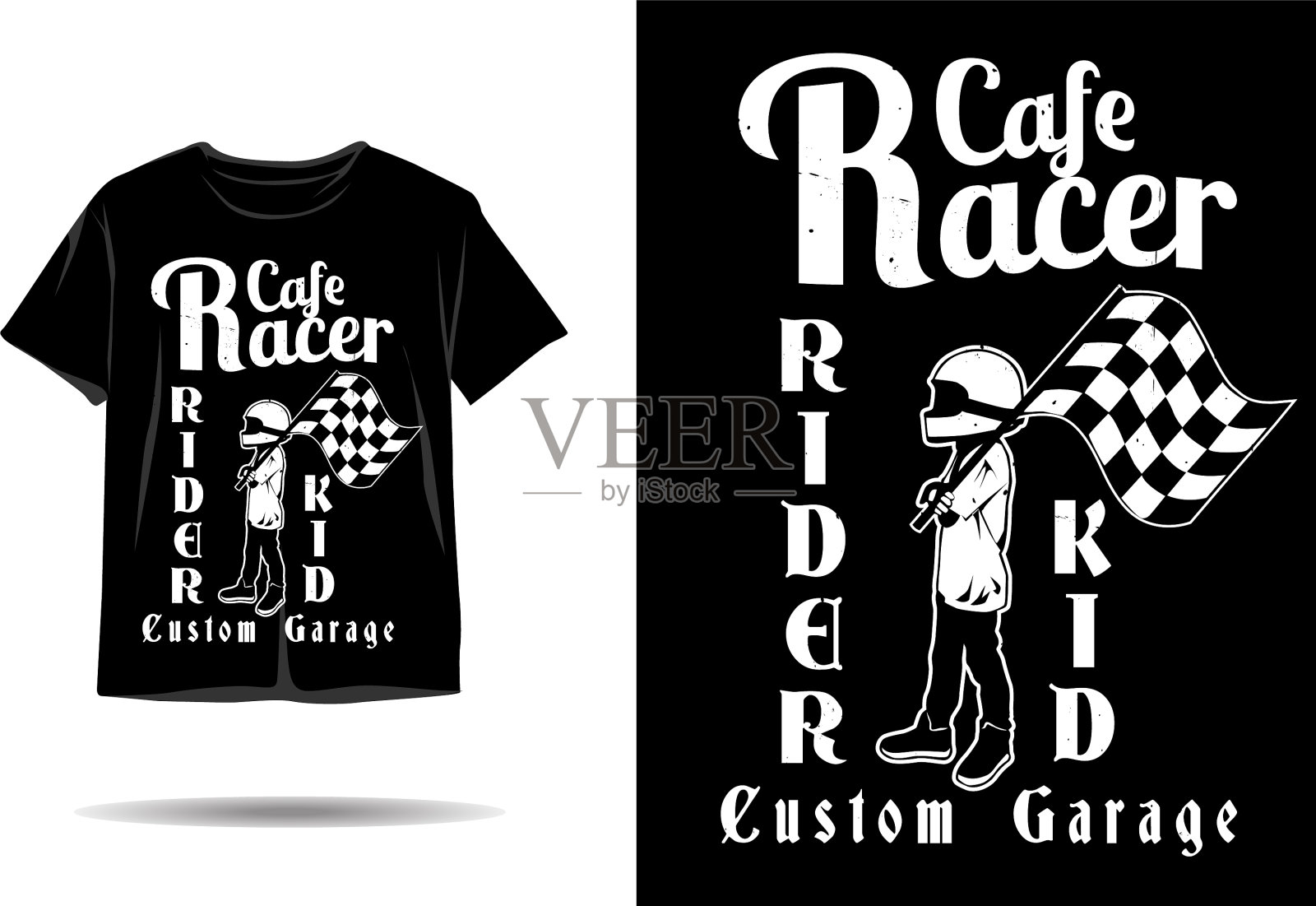 咖啡赛跑骑手儿童廓形t恤设计插画图片素材