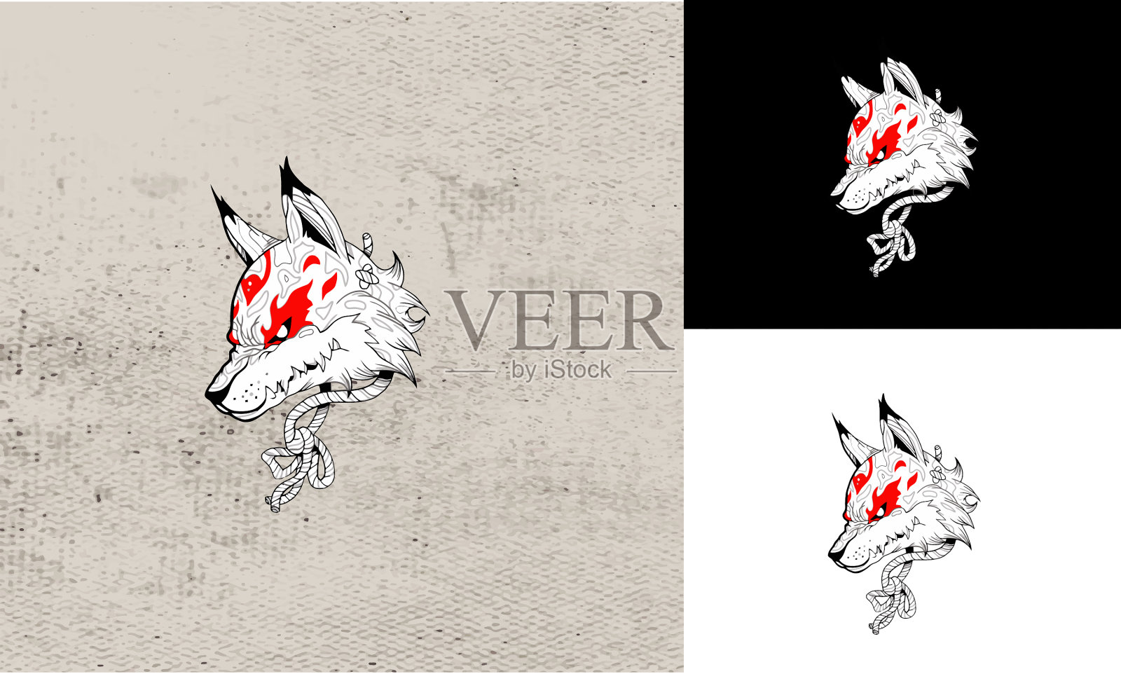 头部面具狐狸设计标志插画图片素材