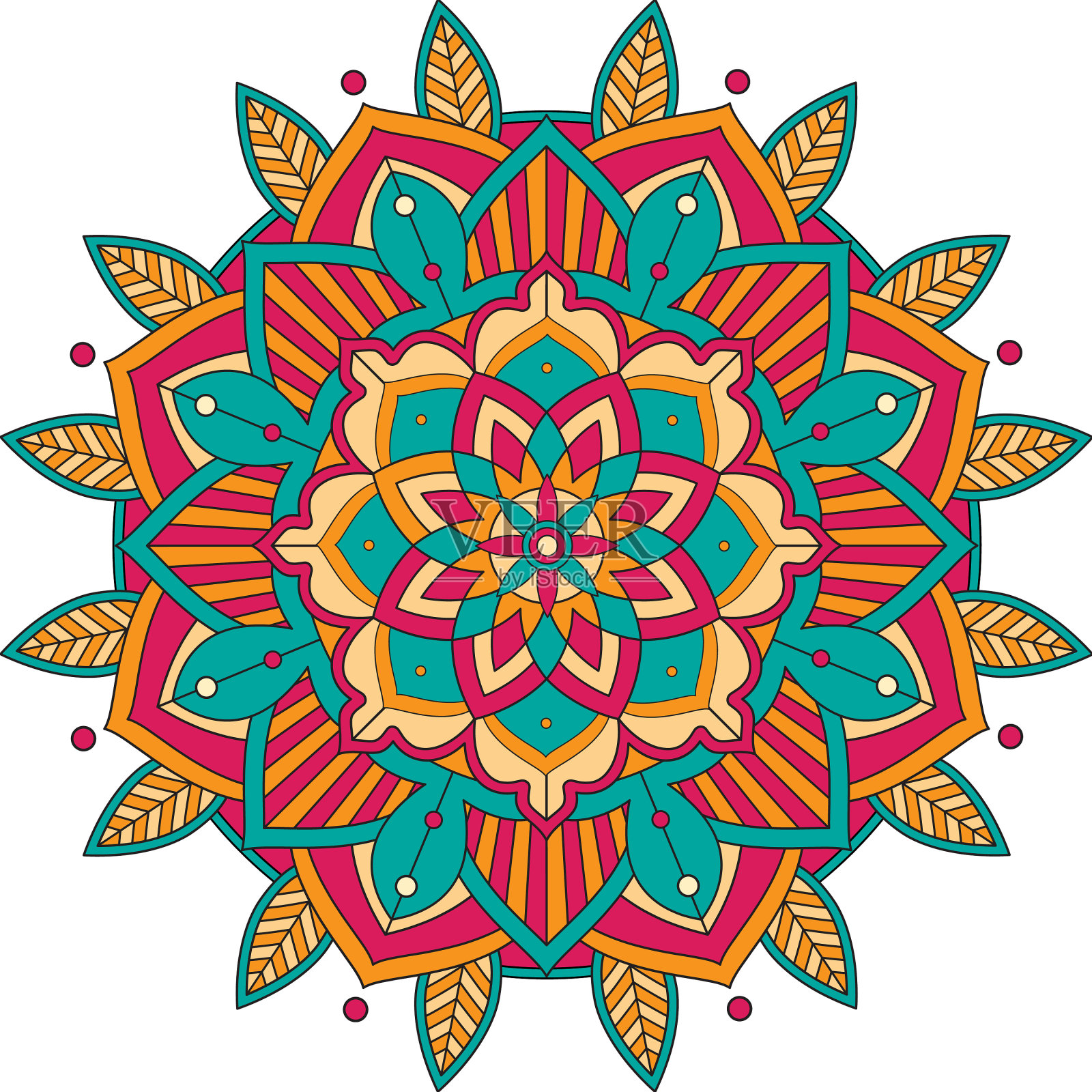 细线条的复古曼荼罗插画图片素材