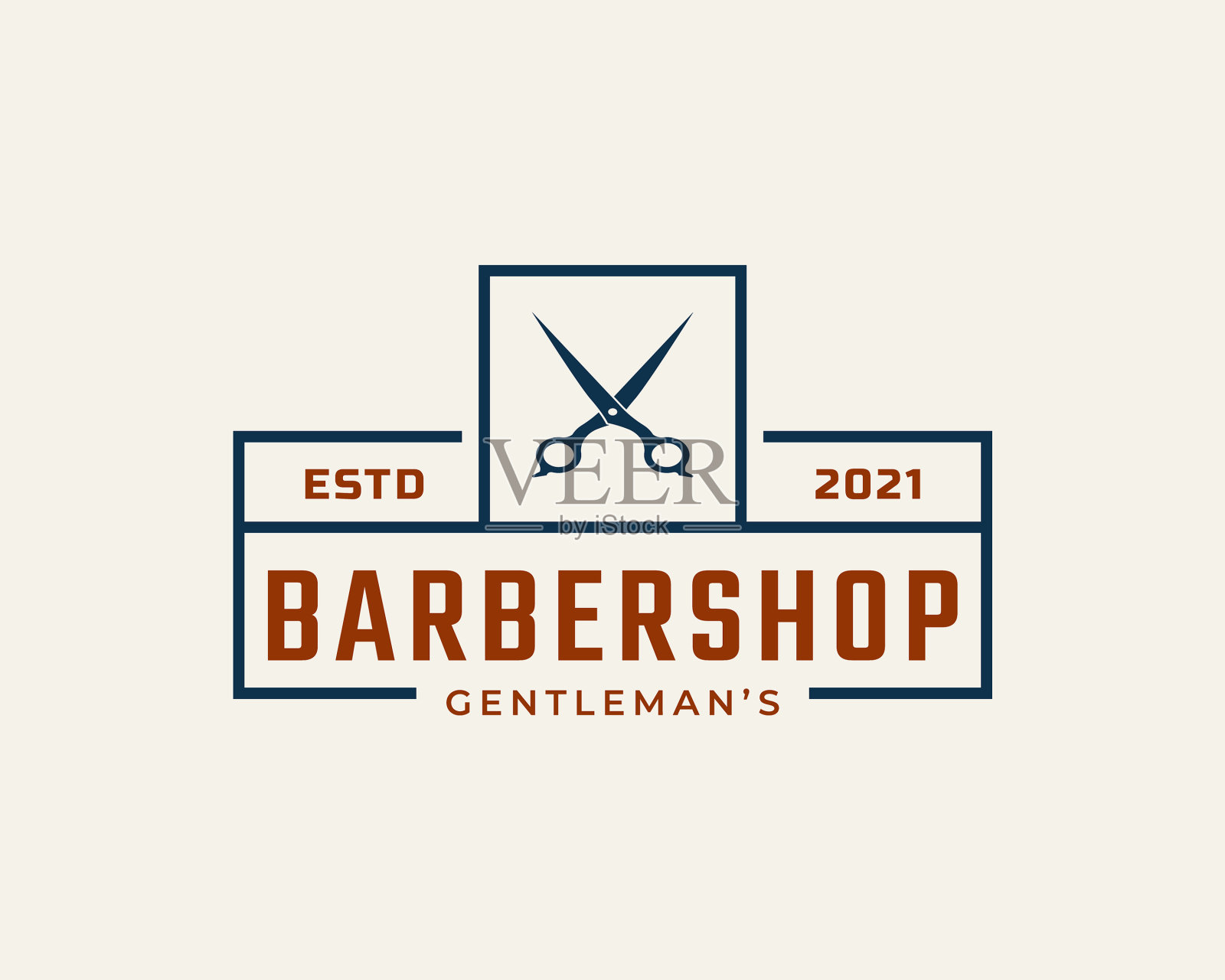 复古徽标徽章理发店的标志与插画图片素材