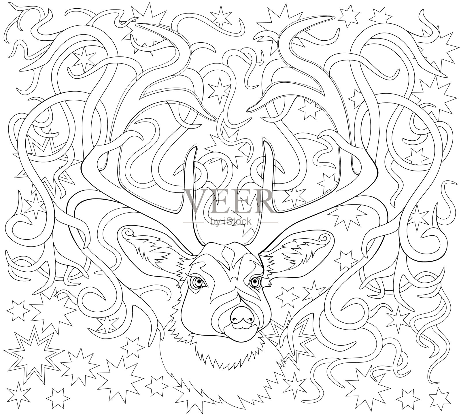 黑色和白色页面着色幻想绘画插画图片素材