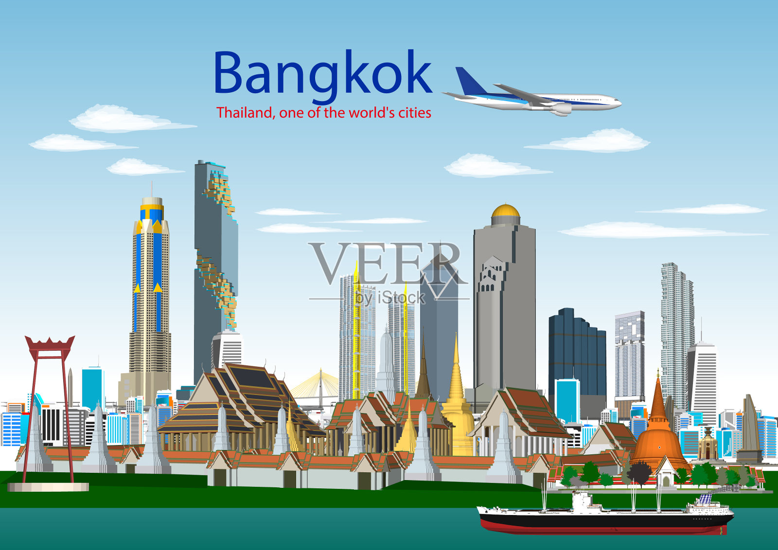 曼谷城市美丽插画图片素材