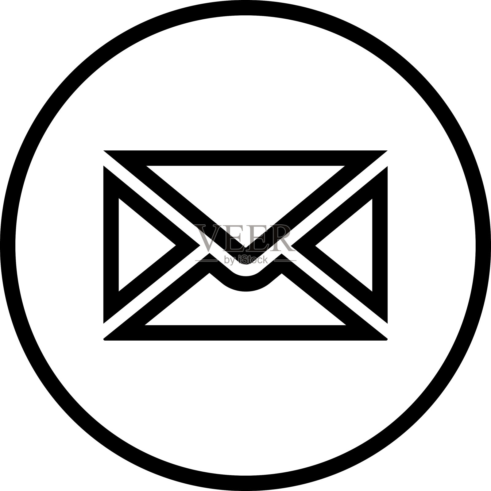 轮廓邮件图标信封在圆圈图标素材