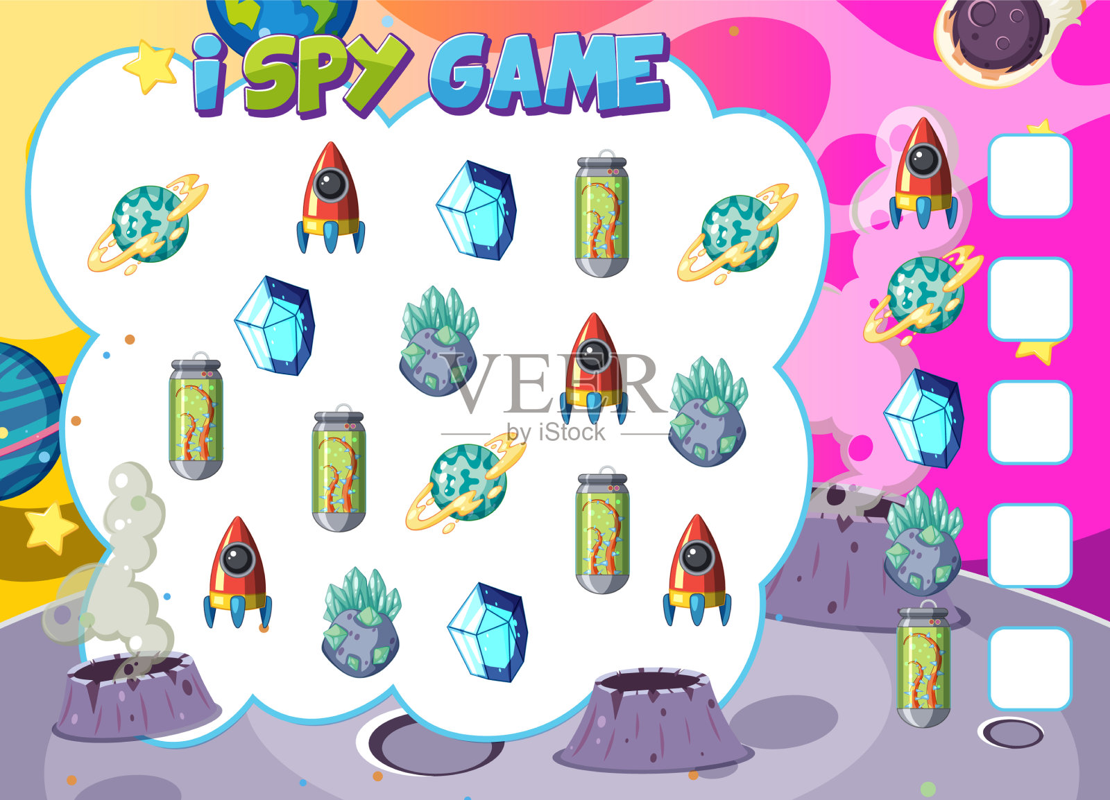 数学计算空间的游戏模板插画图片素材