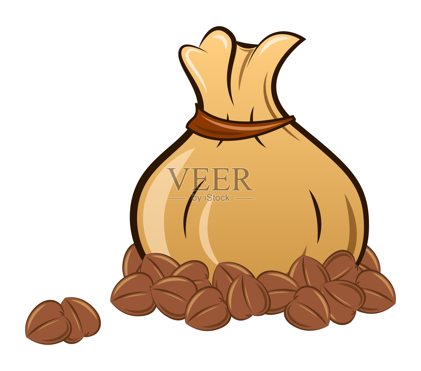 白色背景的装满荞麦的袋子插画图片素材