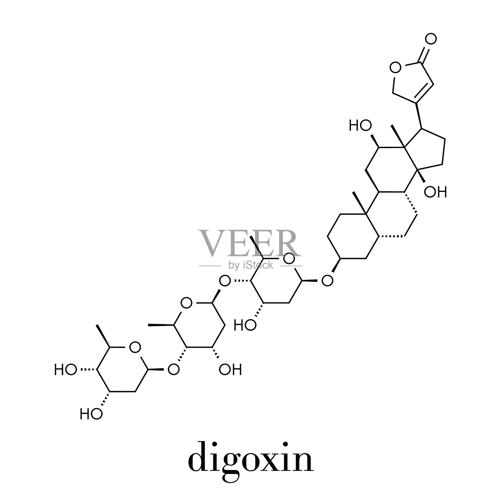 地高辛心力衰竭药物分子提取插画图片素材