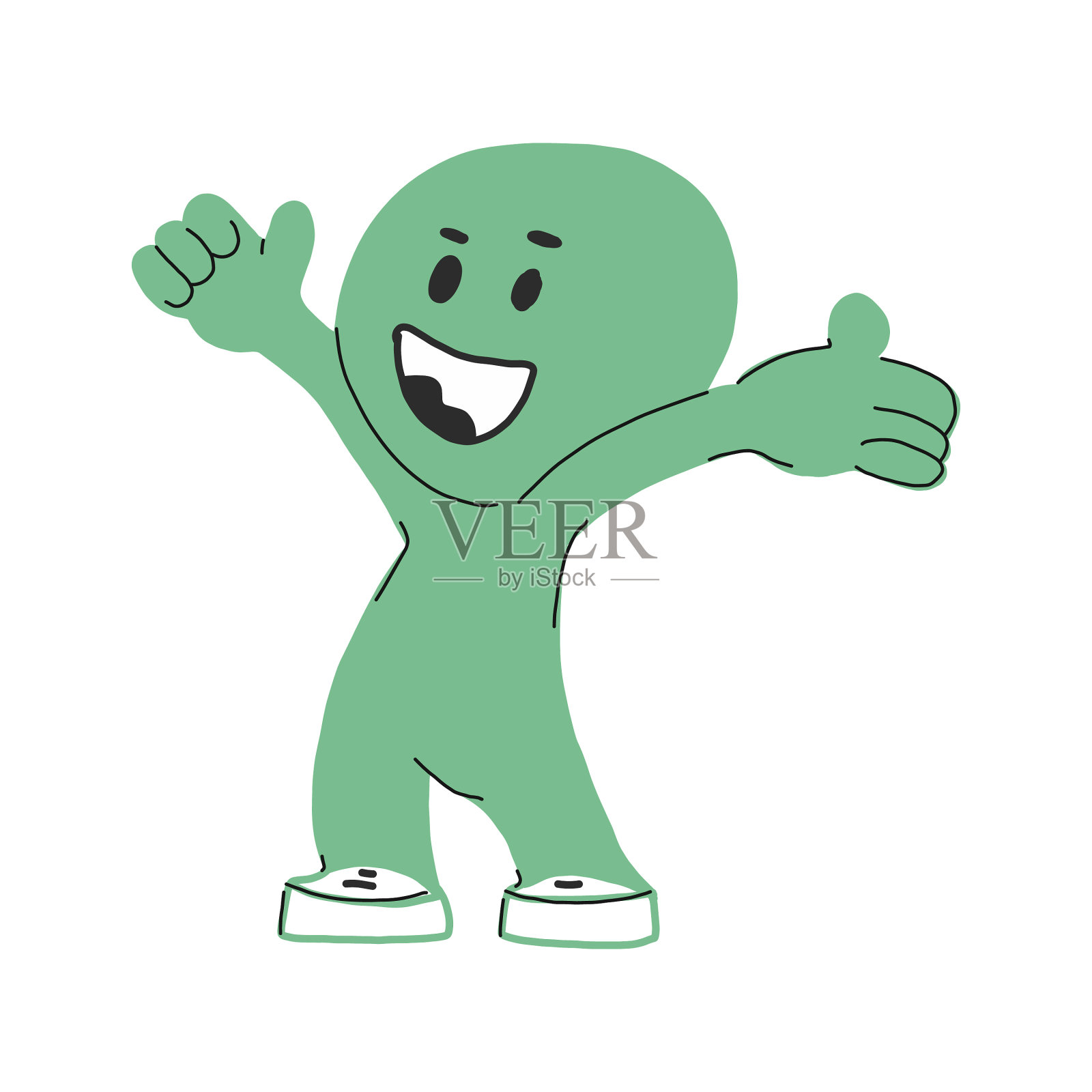 可爱微笑的生态人物是幸福的设计元素图片