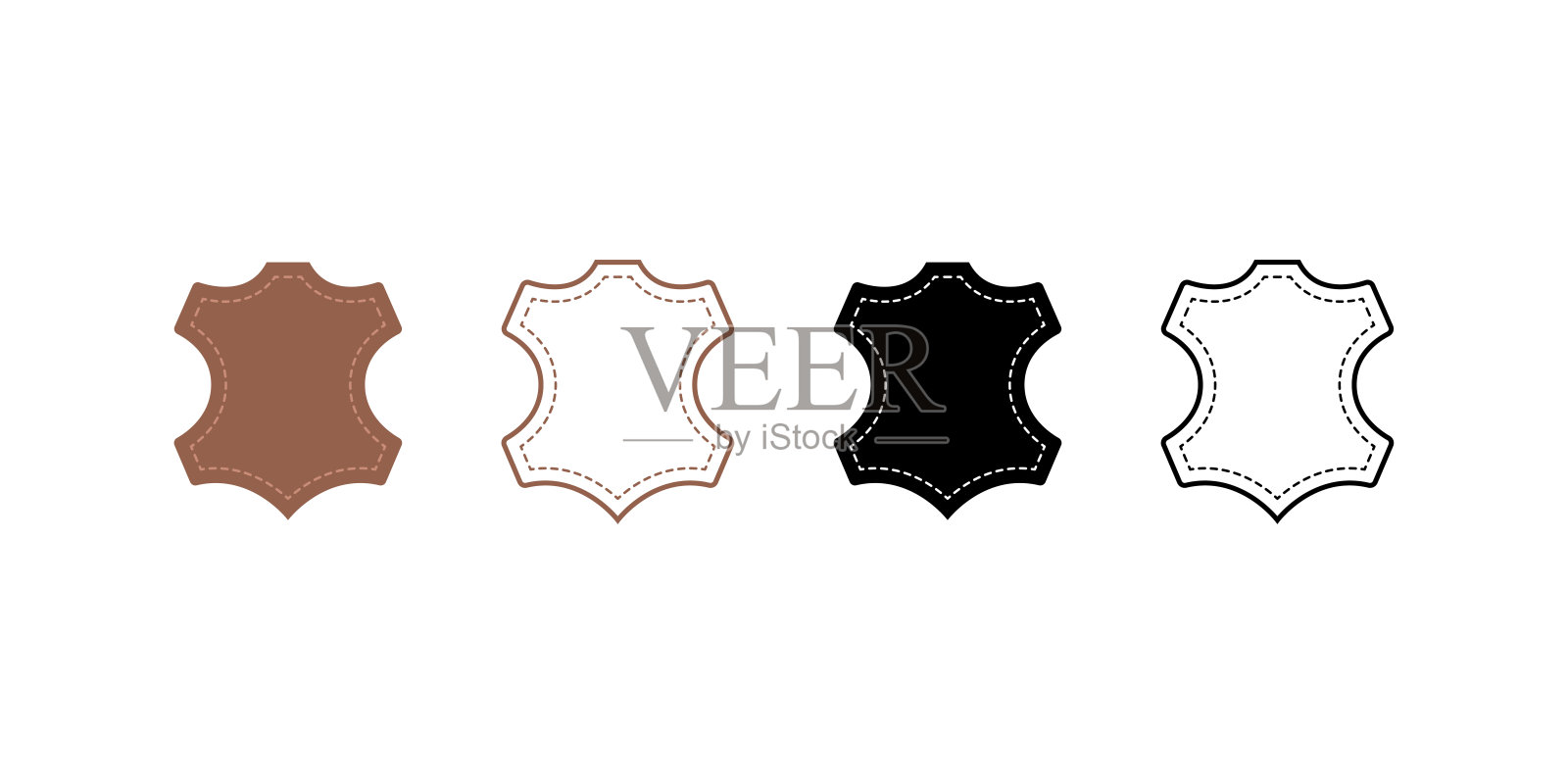 皮革标签，矢量动物皮服装套装。工艺的衣服象征。插画图片素材