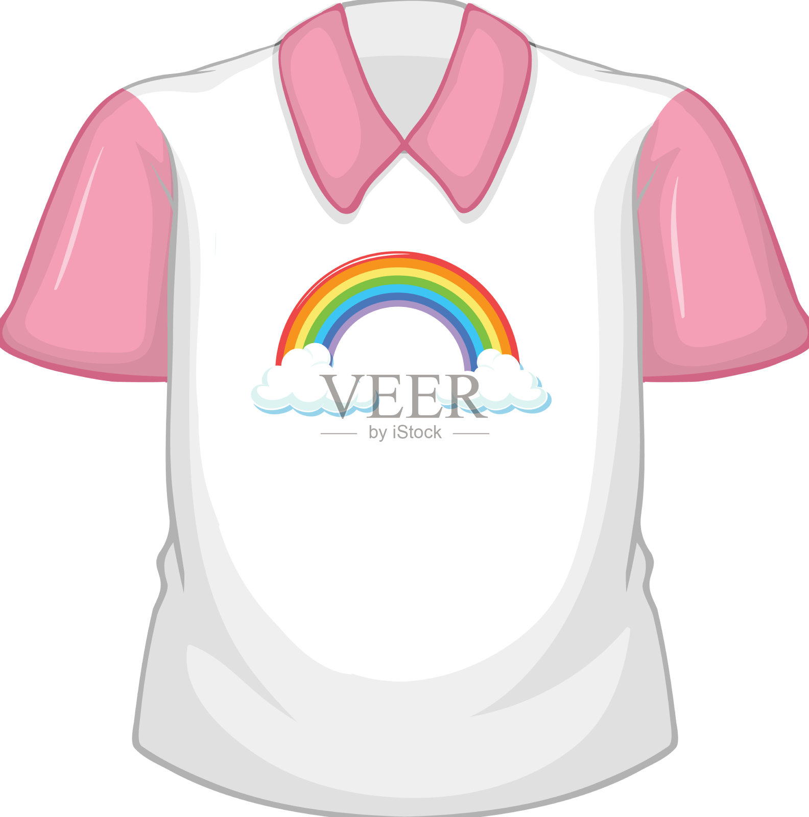 一件白色衬衫，粉红色的袖子设计元素图片