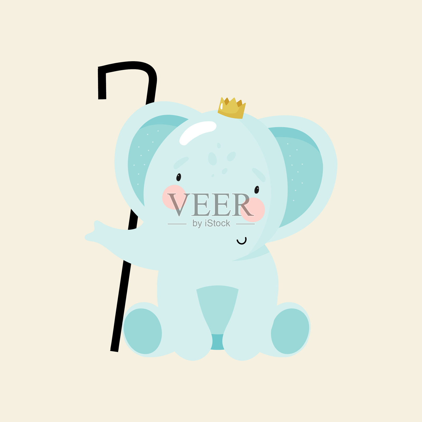 孩子们和可爱的大象插画图片素材