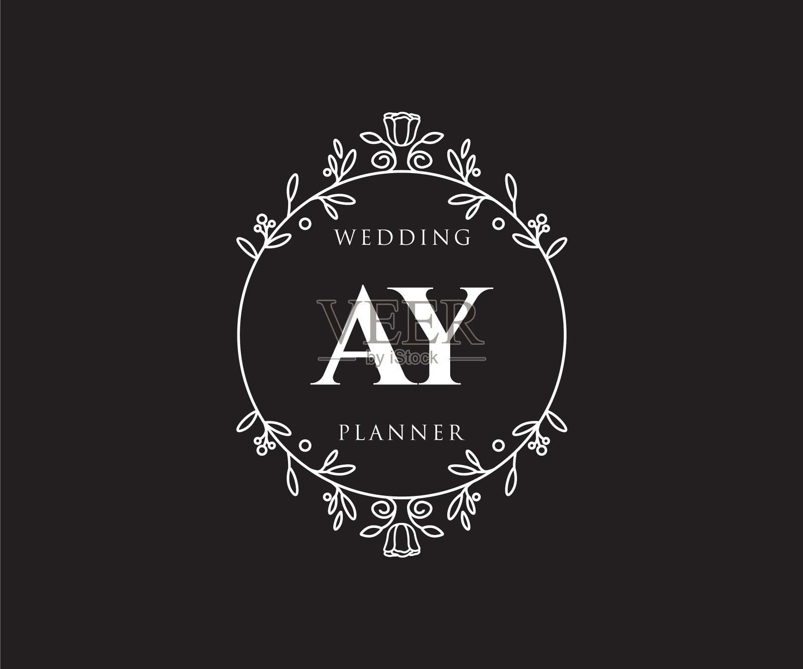 Ay首字母，婚礼字母，徽标插画图片素材