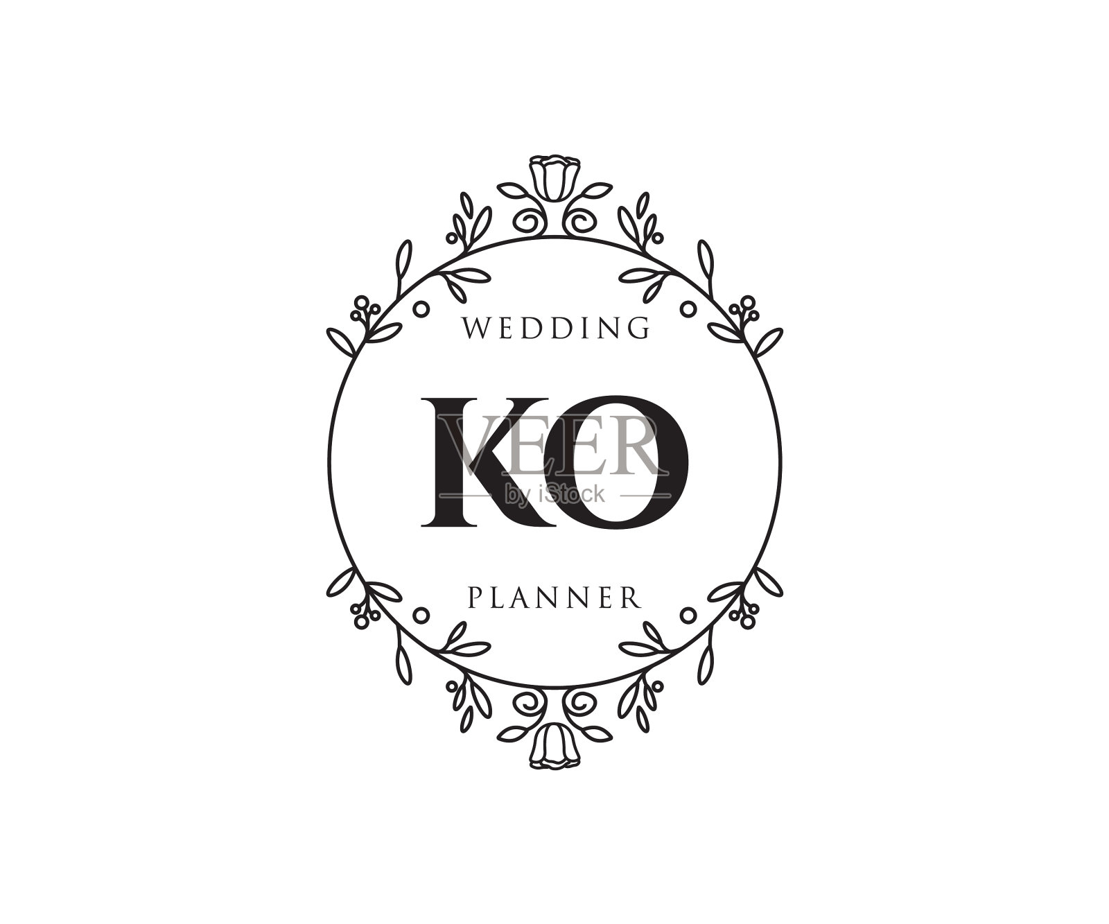 Ko首字母字母婚礼的标志设计元素图片