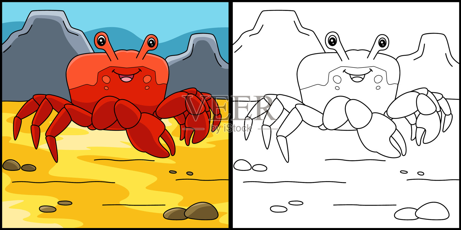 牙买加红蟹着色页面插画图片素材