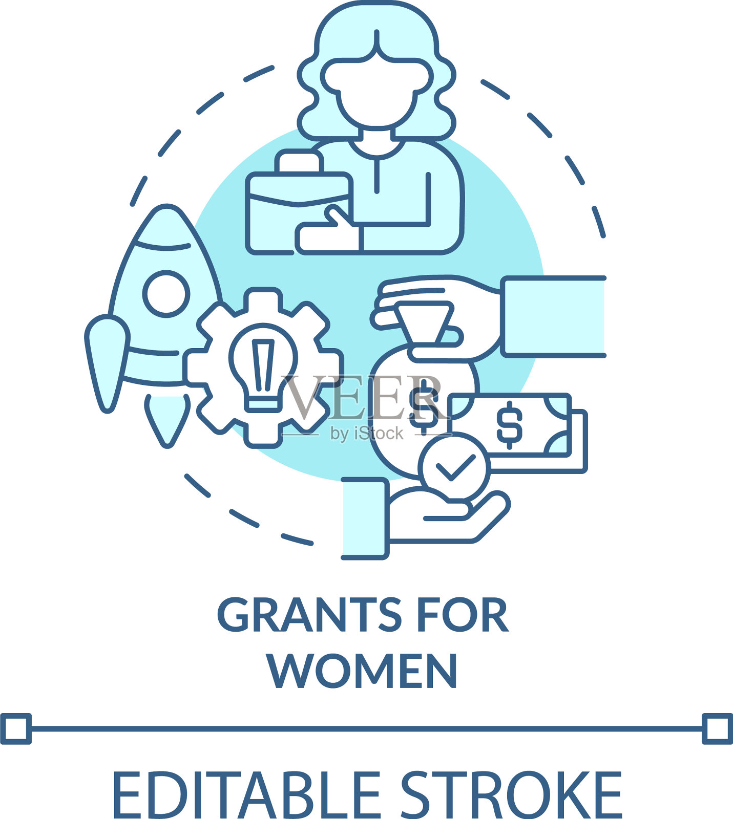 授予女性绿松石概念图标插画图片素材