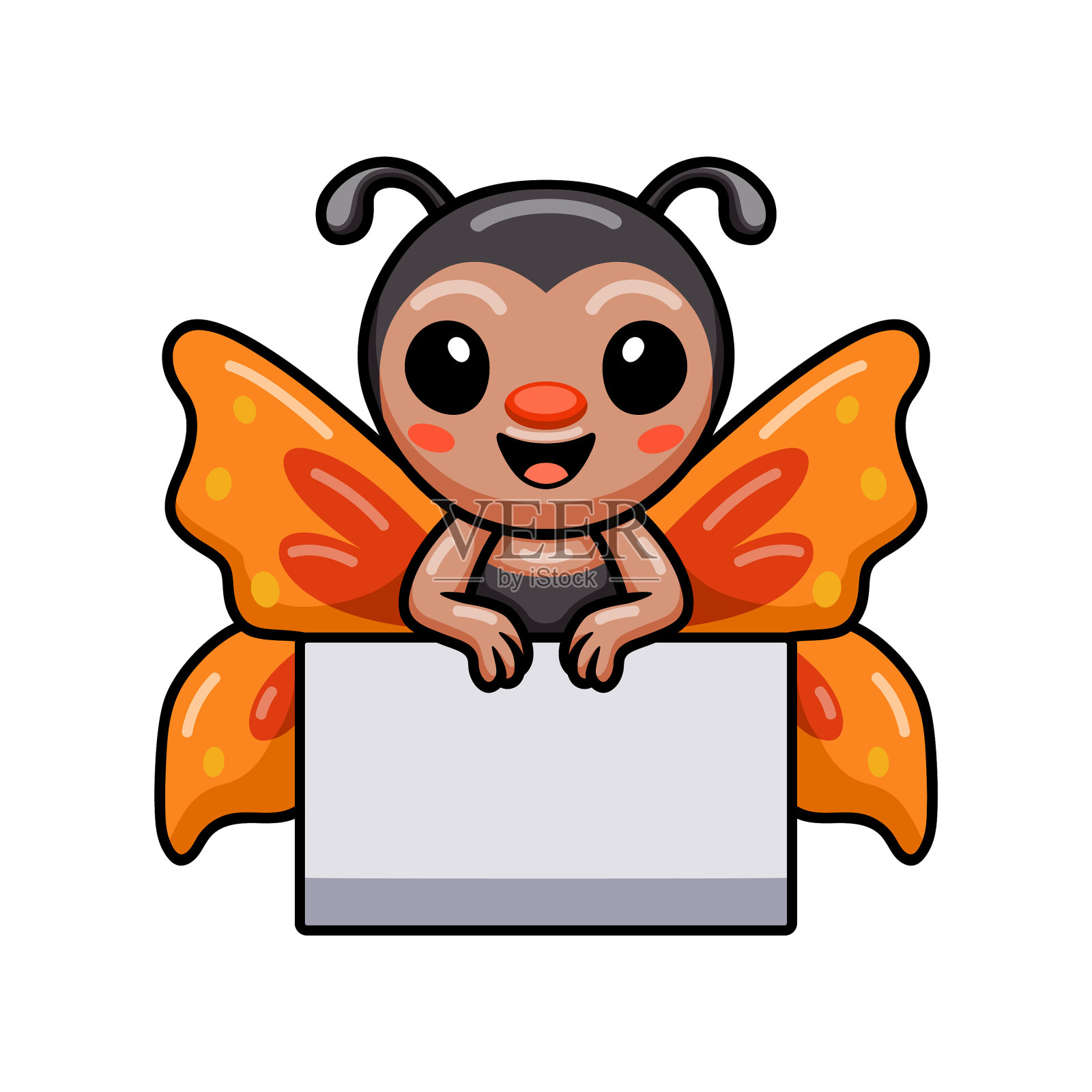 可爱的小蝴蝶卡通与空白的标志设计元素图片