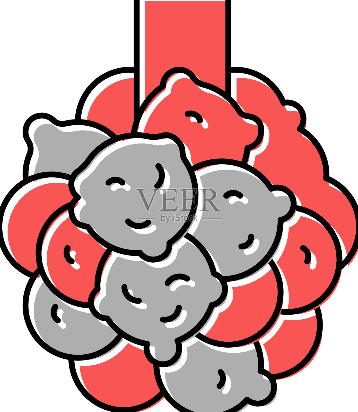 支气管扩张症肺部疾病彩色图标设计元素图片