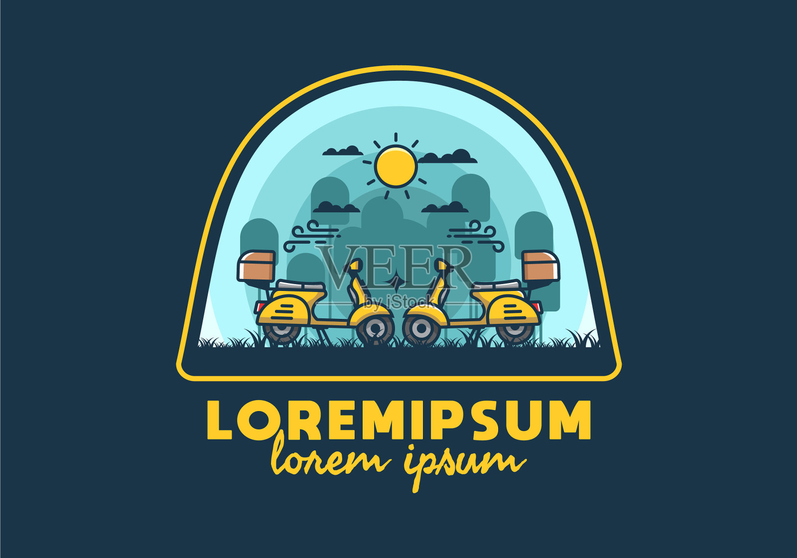 一对滑板车插画图片素材