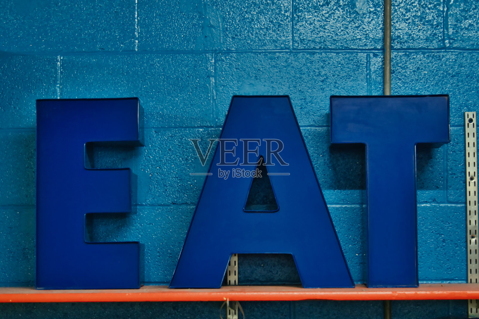 EAT标志-蓝色对蓝色照片摄影图片