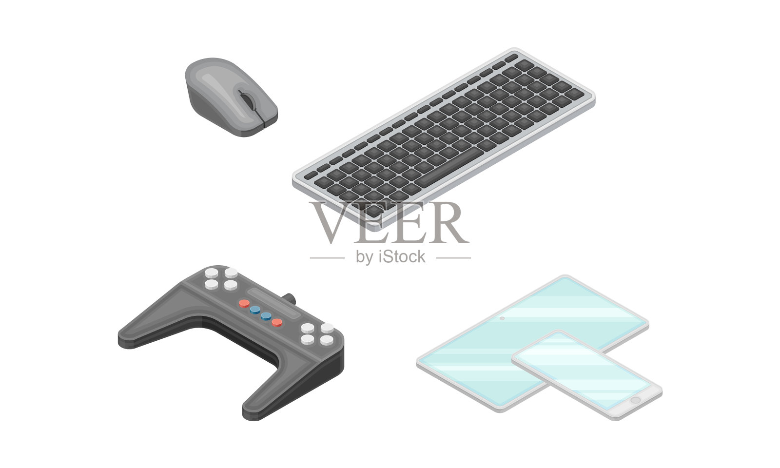 键盘电脑鼠标游戏控制器和插画图片素材