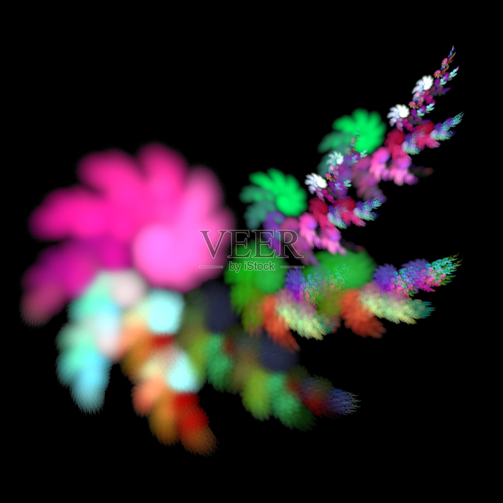 油漆的运动。彩色的梦想系列。构成的梯度和光谱色调的主题，想象力，创造力和艺术绘画。3 d分形呈现照片摄影图片