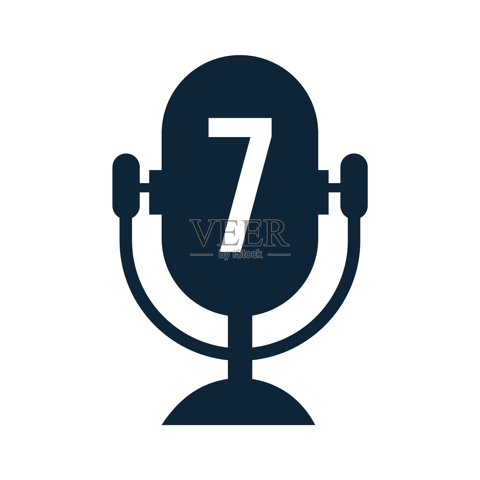 播客电台标志上的字母7设计使用插画图片素材