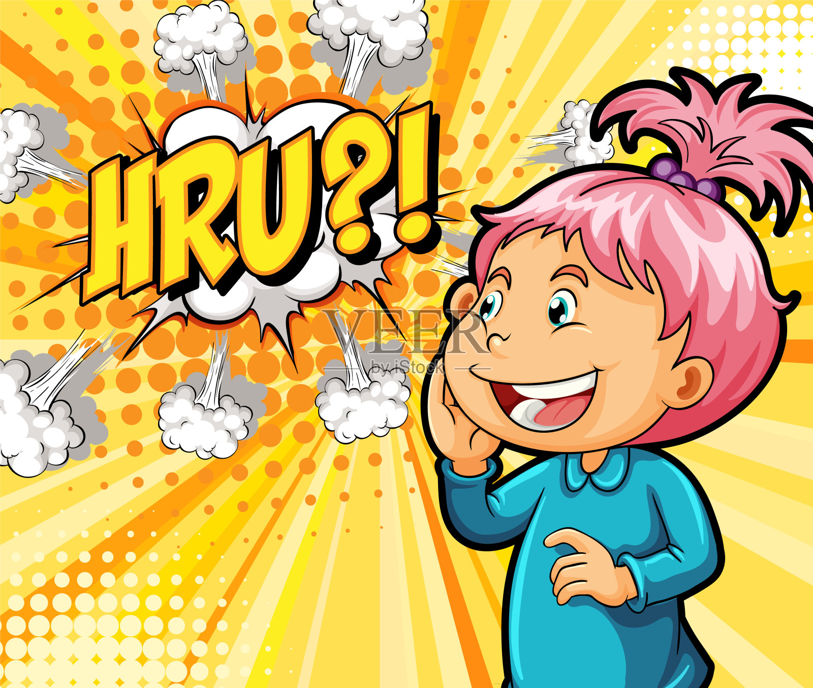 缩写和表情复古漫画横幅设计插画图片素材