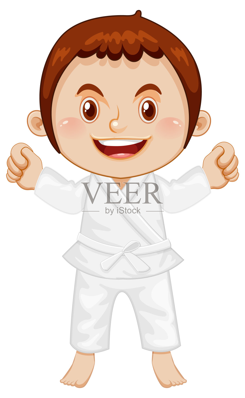 一个穿着跆拳道服的男孩插画图片素材