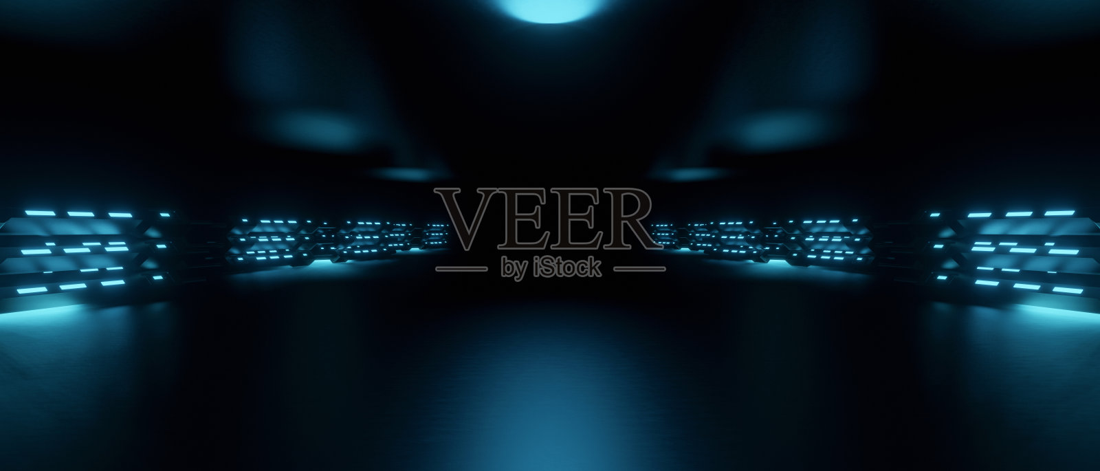 未来现代简单的地下现实的光在水泥混凝土黑暗的房间机库停车场汽车展厅瓷砖地板背景浅蓝色绿松石背景壁纸3D渲染照片摄影图片