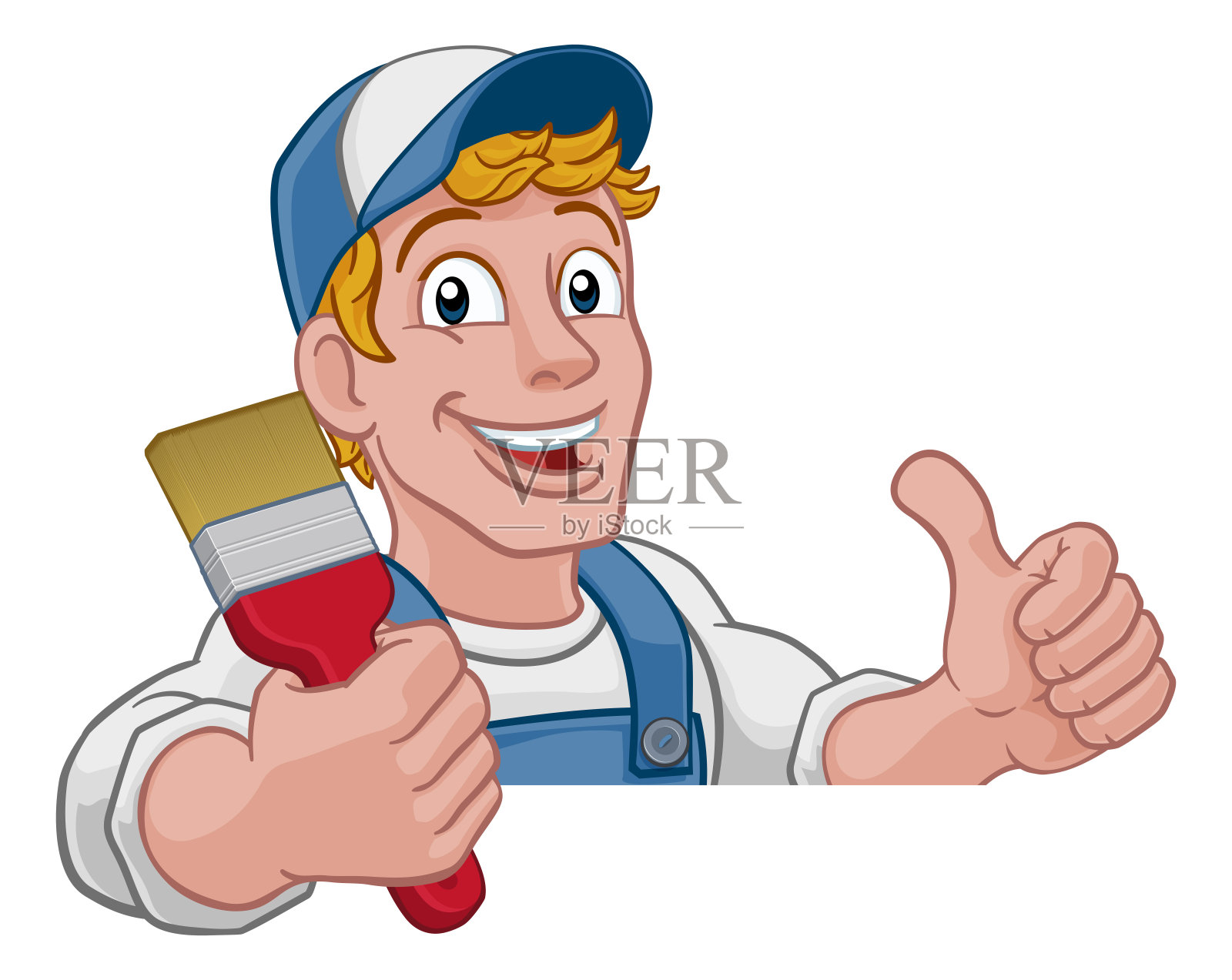 油漆工装饰漆刷杂工卡通人插画图片素材