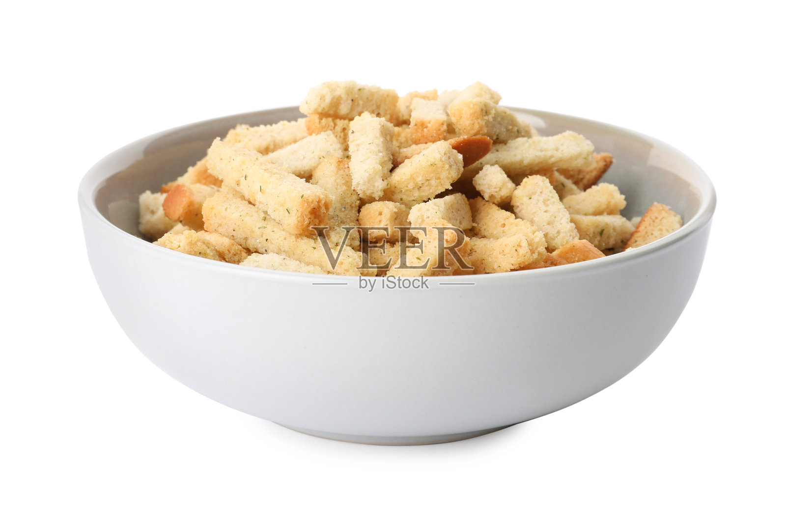 脆皮风干与调味料在碗中孤立在白色照片摄影图片