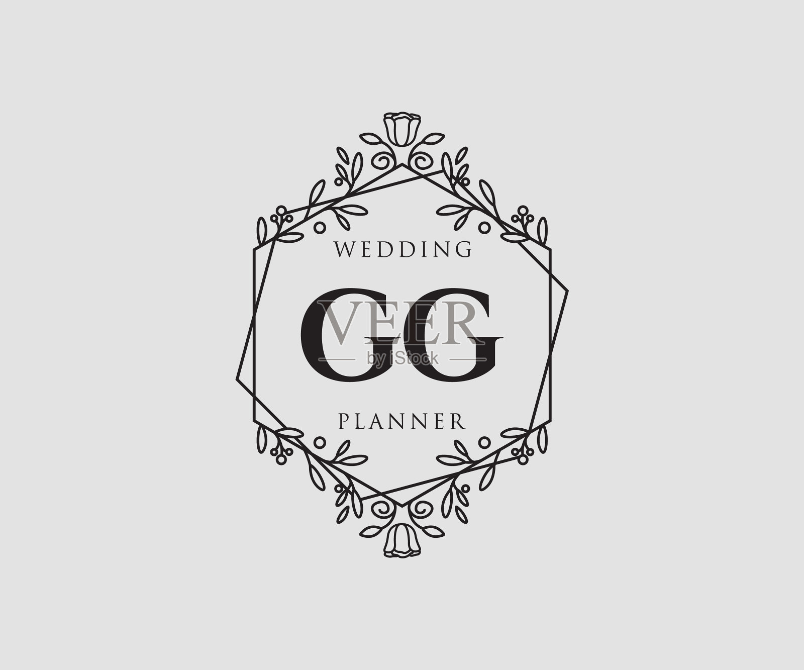 Gg的首字母字母婚礼的字母标志插画图片素材