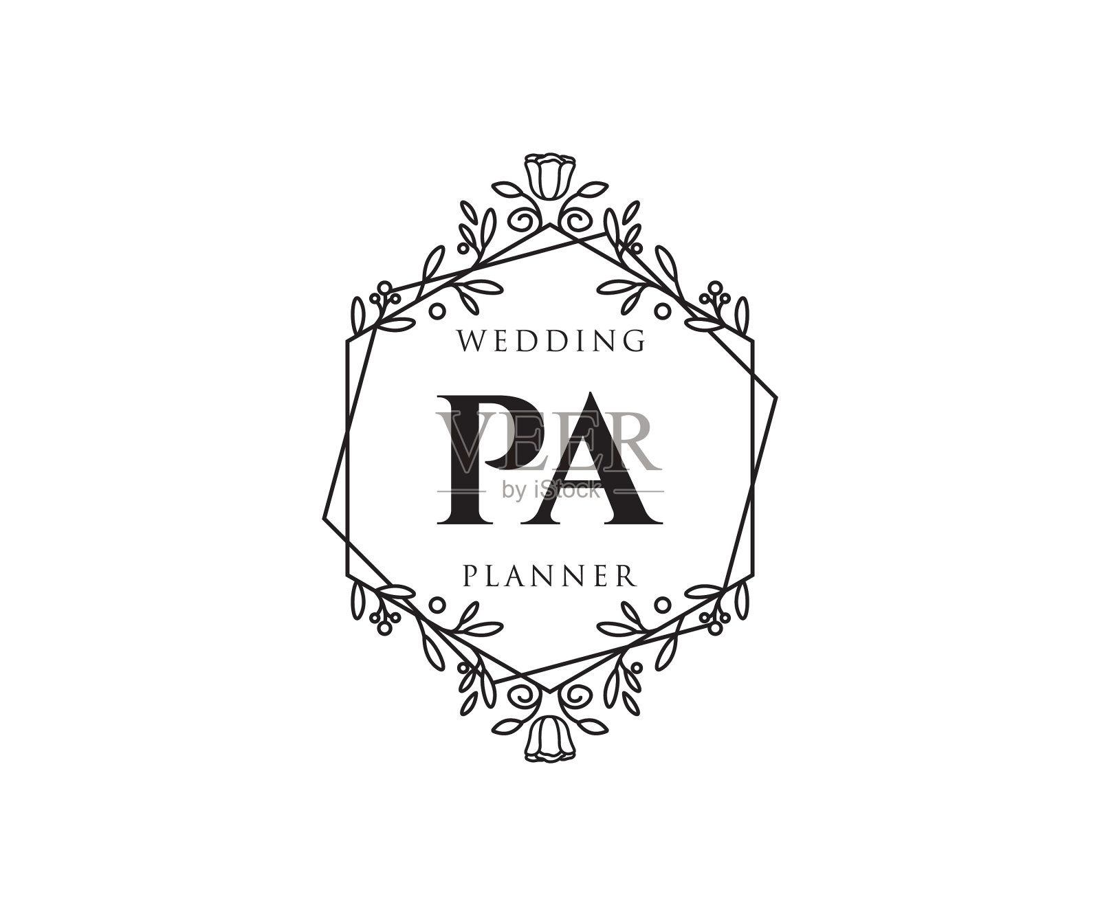 Pa的首字母字母，婚礼的字母组合标志设计元素图片