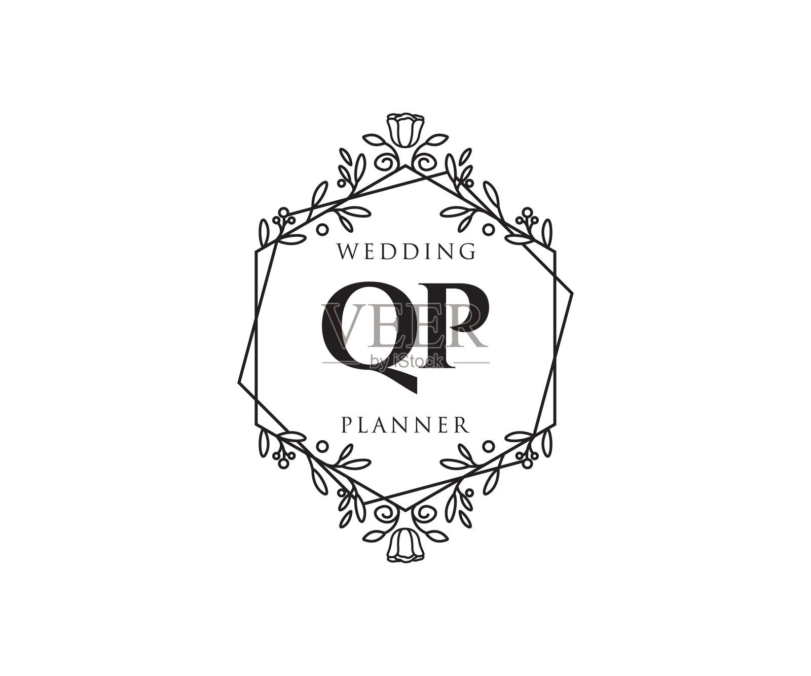 Qp首字母字母婚礼的标志设计元素图片