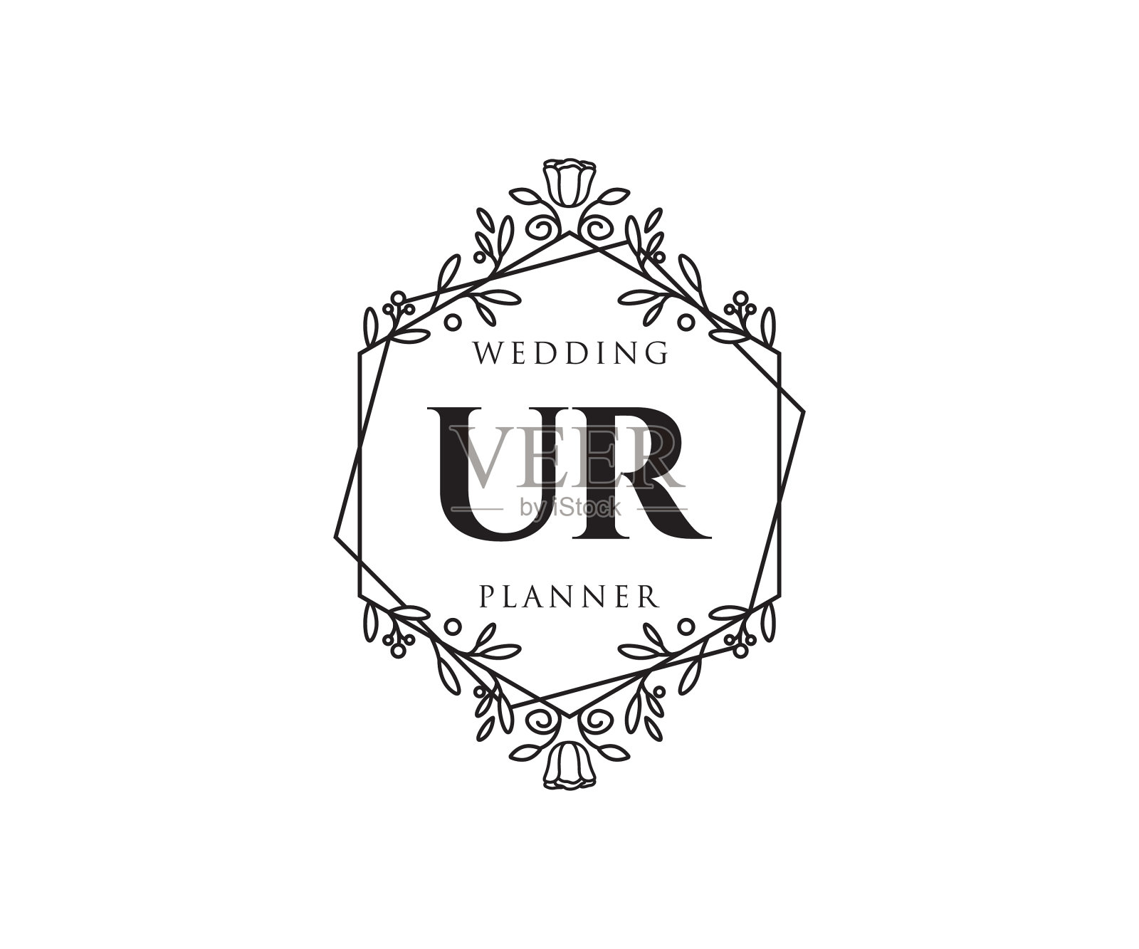 你的首字母字母婚礼的字母标志设计元素图片