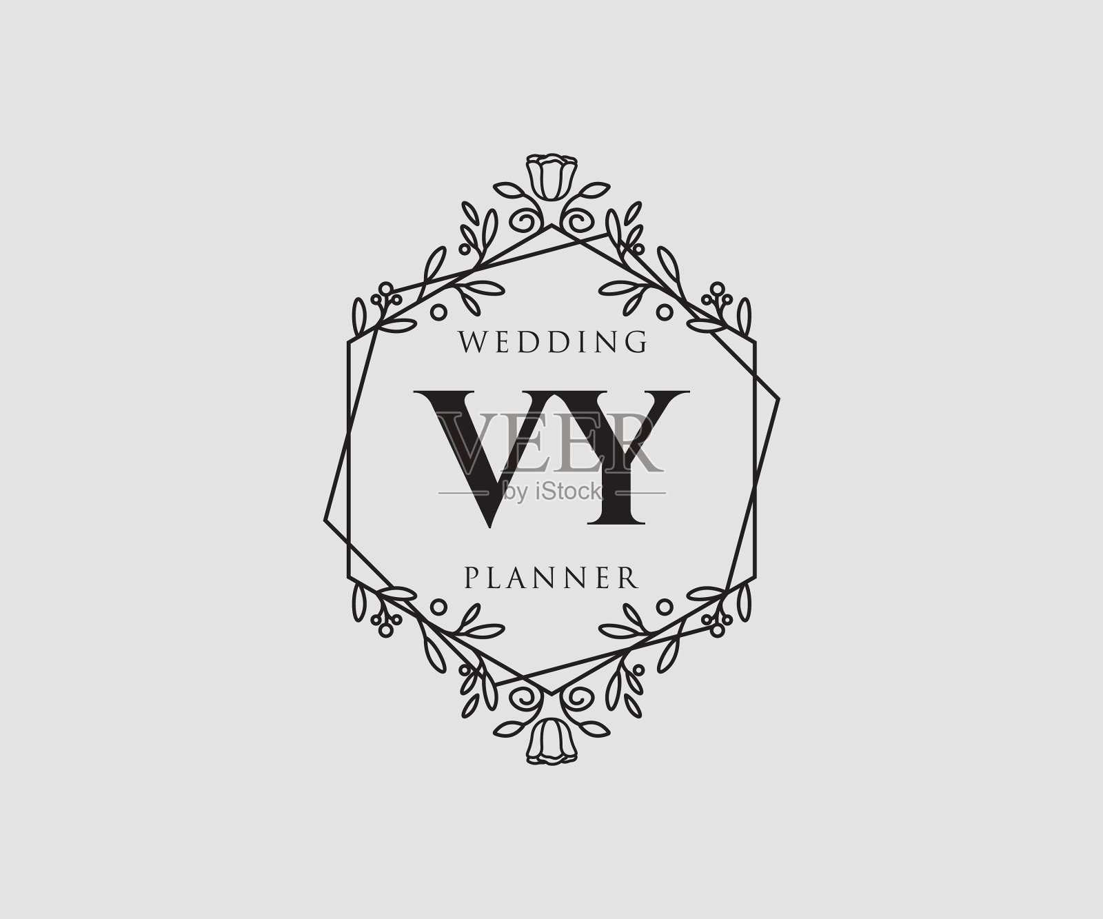 Vy首字母字母婚礼的字母组合标志插画图片素材