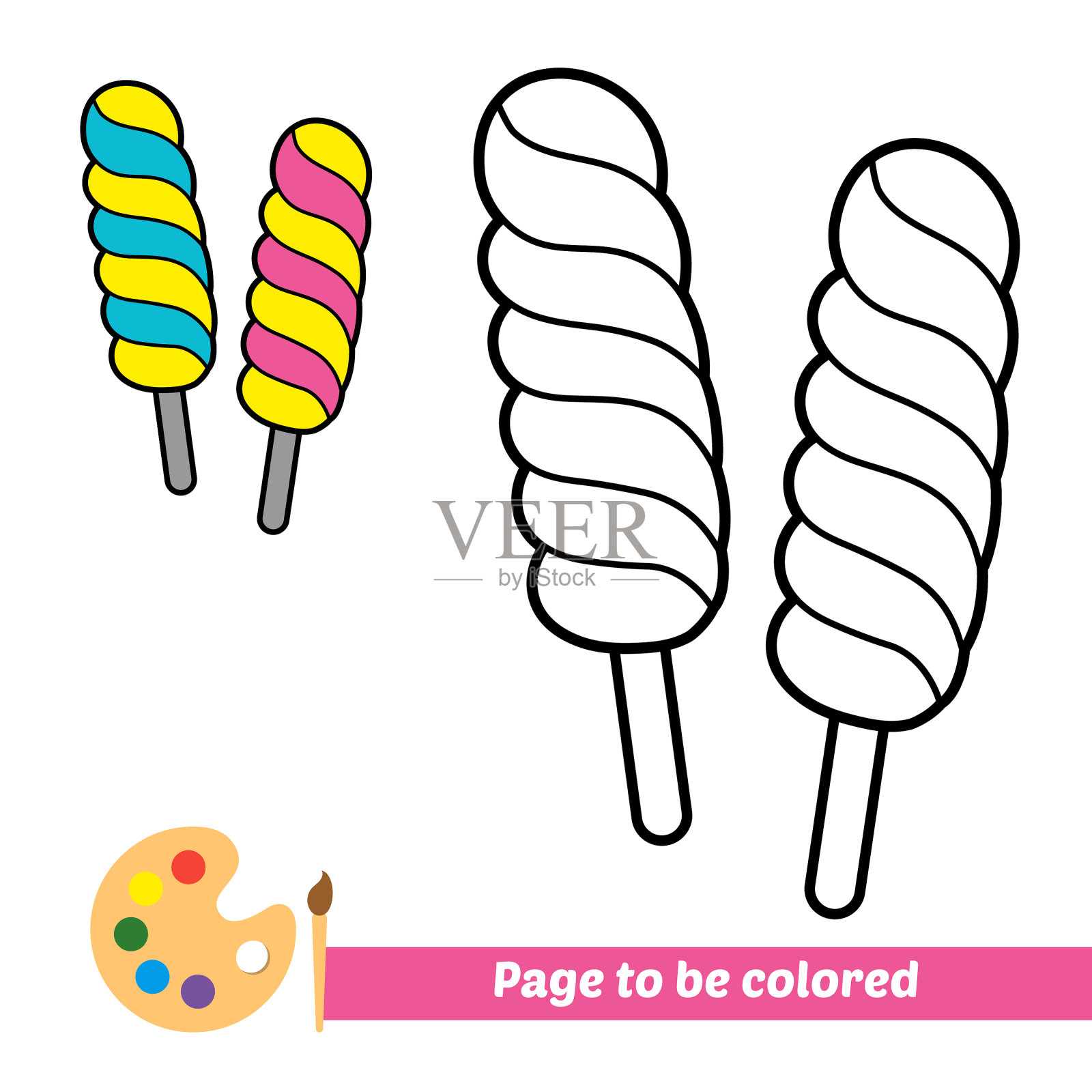 儿童糖果涂色书插画图片素材