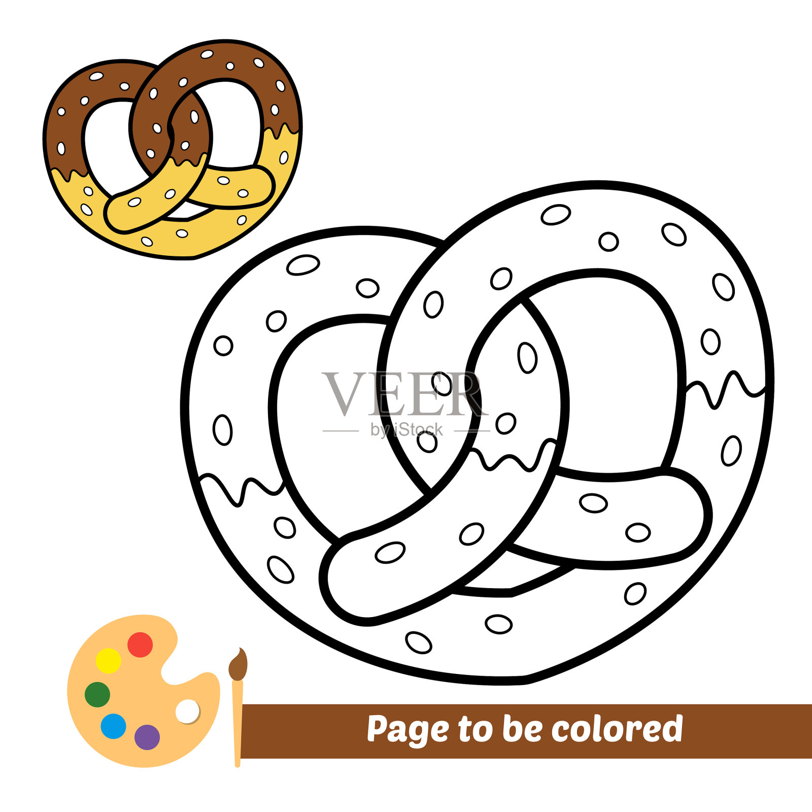 儿童填色书椒盐卷饼插画图片素材