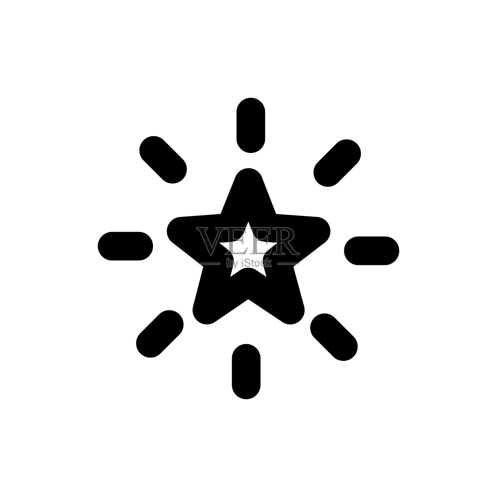 简单的闪闪发光的星星图标，矢量线图标的白色背景。图标素材