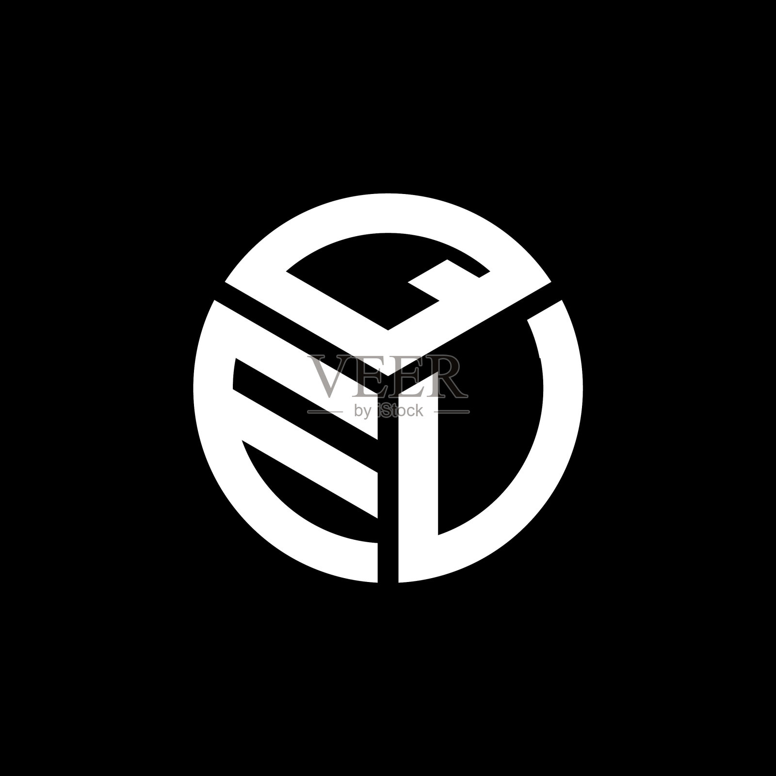 黑色底色Qeu字母标志设计插画图片素材